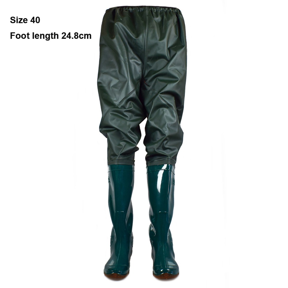 Fishing Pants Waterproof - プラスチック製PVC素材の移植用ズボン、水陸両用ズボン、シューズ、10サイズ展開、ハイウエストの釣り用ズボン、一体型釣り用ズボン、防水仕様。