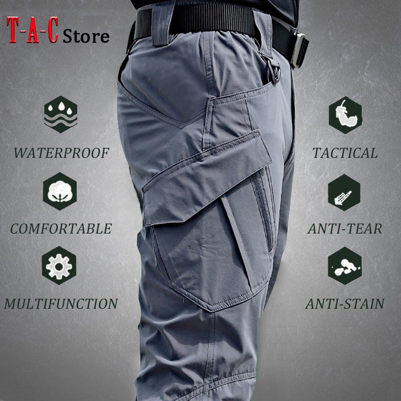 Fishing Pants Waterproof - 戦術的なカーゴパンツ男性屋外防水 SWAT 戦闘軍事迷彩ズボンカジュアルマルチポケット男性作業ジョガー