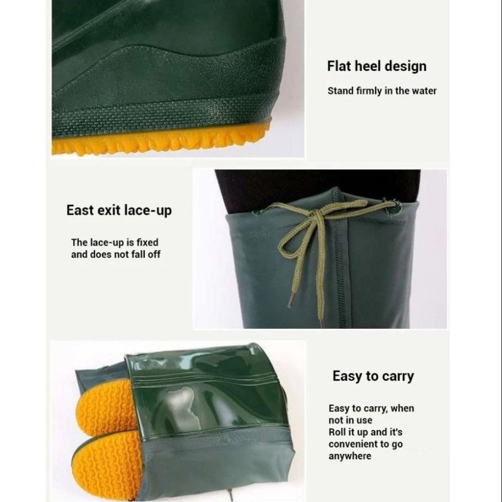 Fishing Pants Waterproof - プラスチック製PVC移植用パンツ、水陸両用パンツ、シューズ、10サイズ展開、ハイチューブ、滑り止め付き、釣り用レインブーツ、防水