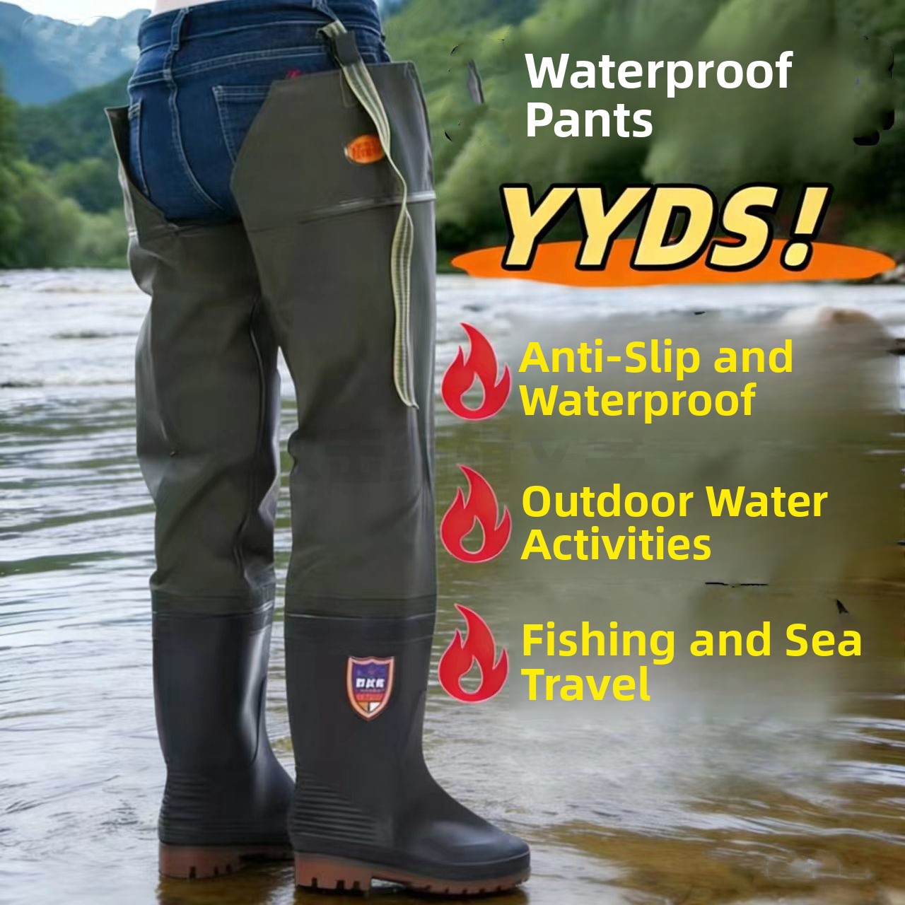 厚底オーバーニーレインブーツ メンズハイチューブウェーディン - Fishing Boots のレビューと価格