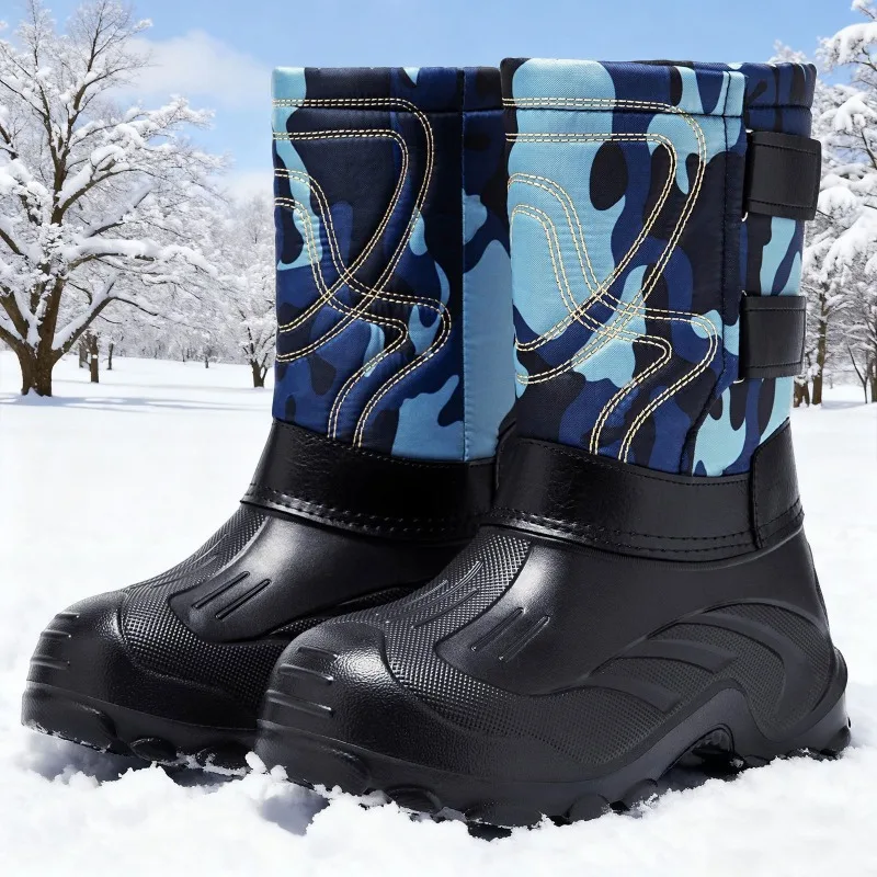 メンズカモフラージュハイカットウィンタースノーブーツ、合成皮 - Fishing Boots のレビューと価格