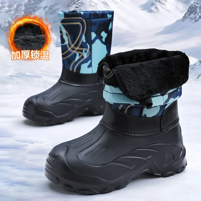 メンズカモフラージュハイカットウィンタースノーブーツ、合成皮 - Fishing Boots のレビューと価格