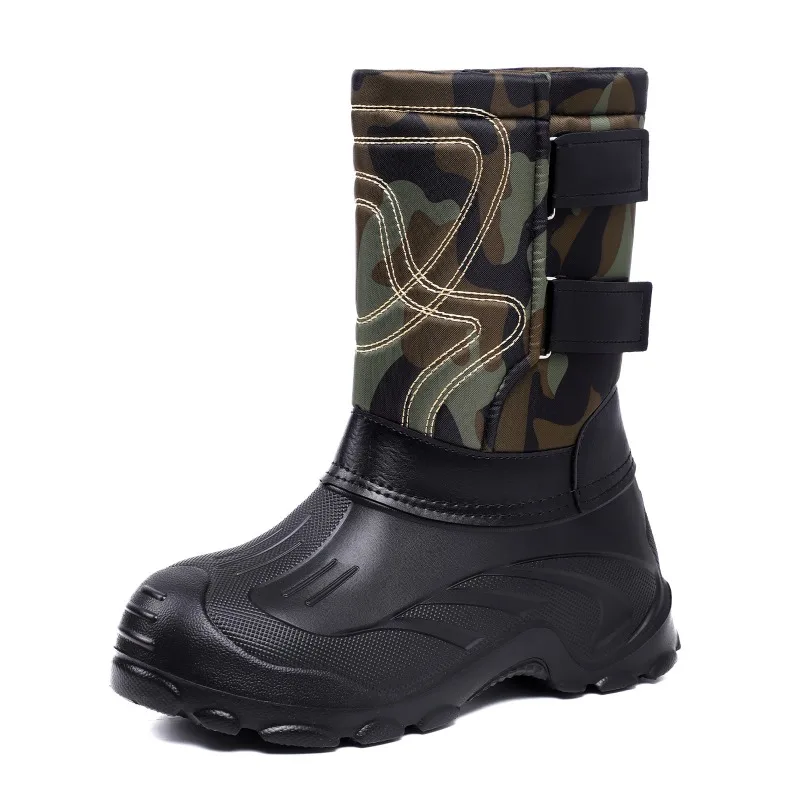 メンズカモフラージュハイカットウィンタースノーブーツ、合成皮 - Fishing Boots のレビューと価格